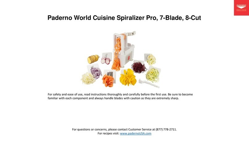 Paderno World Cuisine Spiralizer Pro manual