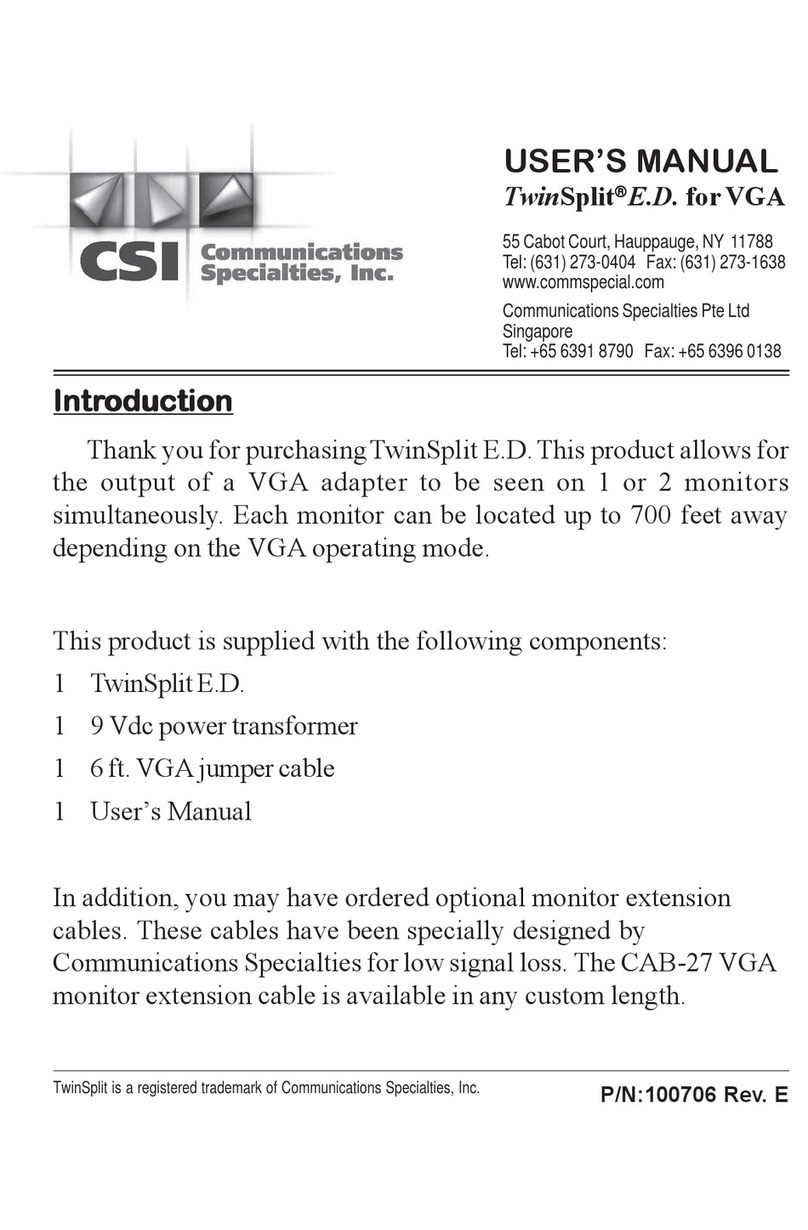 Communications Specialties TwinSplit E.D. user manual
