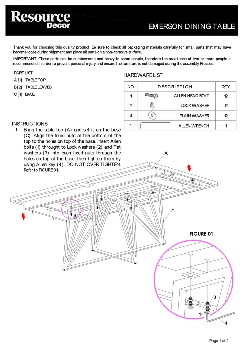 Resource Decor Emerson Dining Table manual