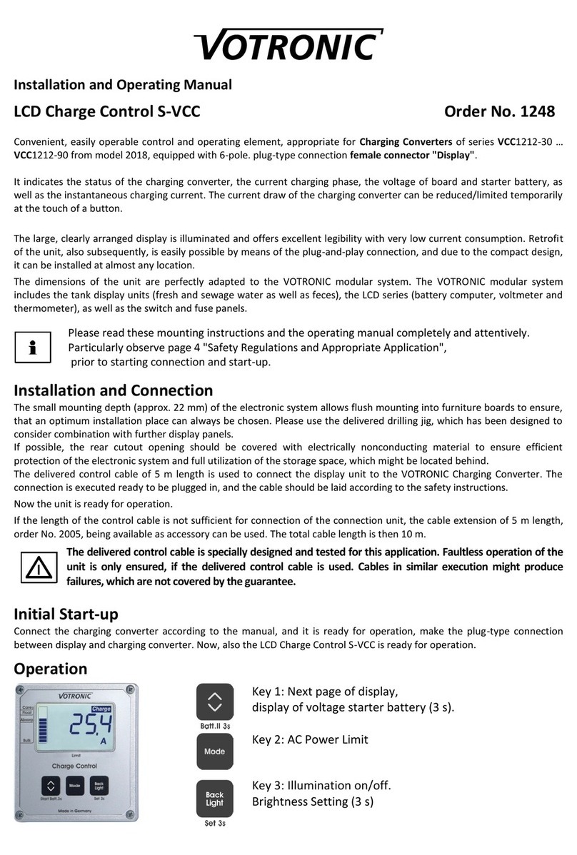 Votronic VCC 1212-90 Installation and operating manual