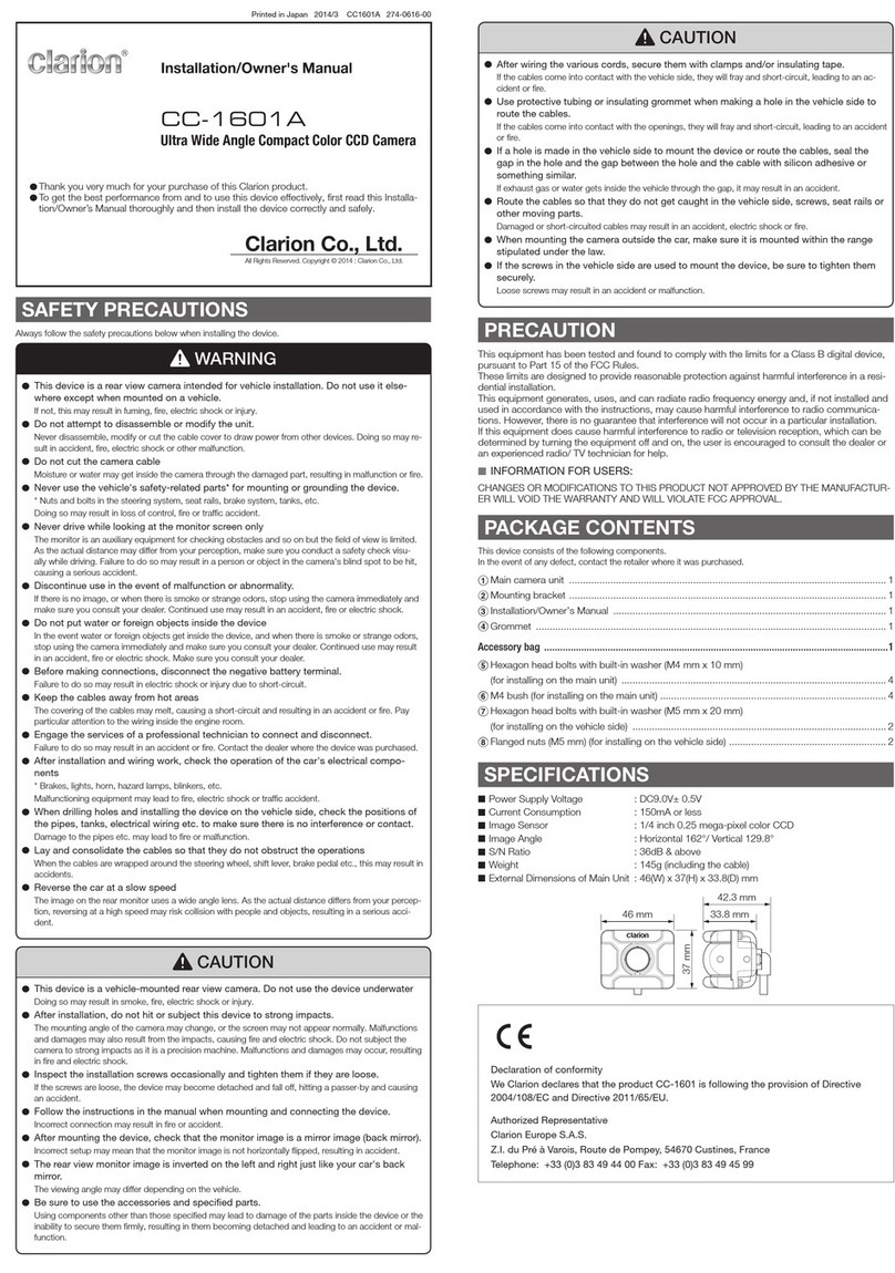 Clarion CC-1601A Installation & owner's manual