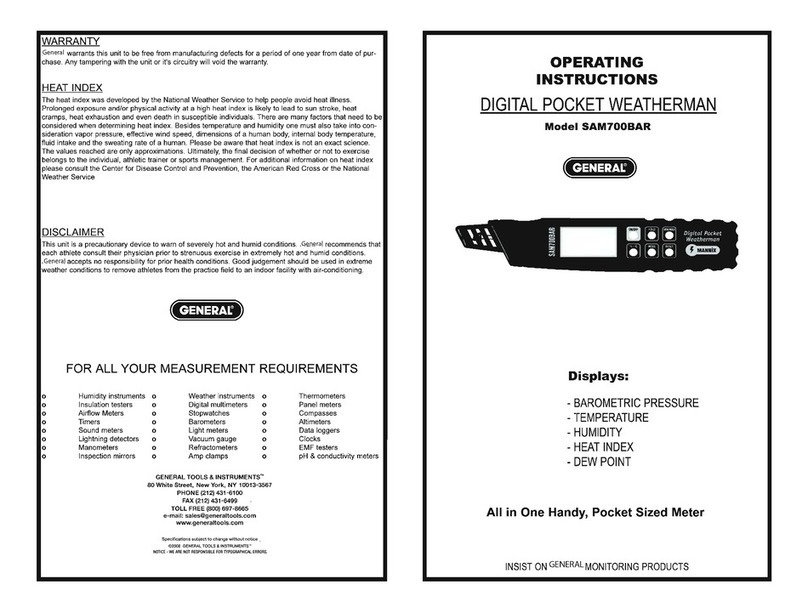 General DIGITAL POCKET WEATHERMAN SAM700BAR User manual