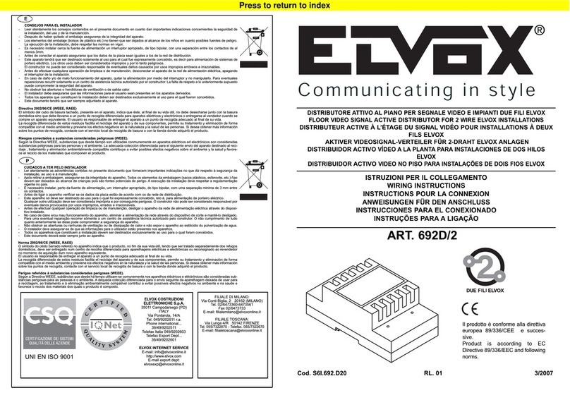 Elvox 692D/2 Wiring instructions