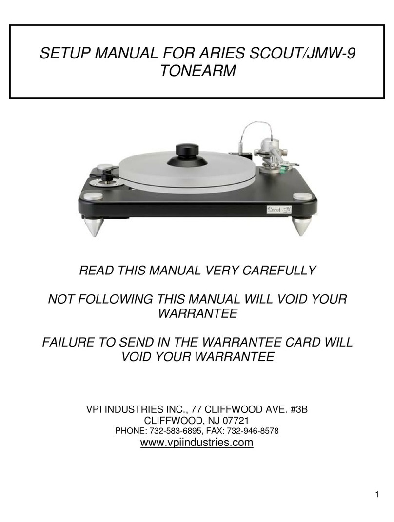 VPI Industries ARIES SCOUT/JMW-9 Setup manual