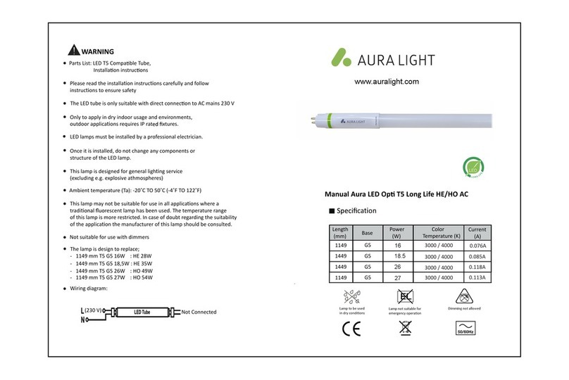 Aura Light Aura LED Opti T5 LL HE/HO AC installation instructions