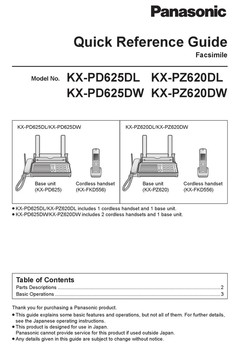 Panasonic KX-PD625DL Quick reference guide