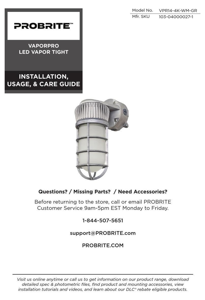 Probrite VPR14-4K-WM-GR INSTALLATION, USAGE, & CARE GUIDE