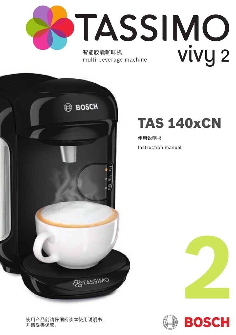 Bosch Tassimo Vivy 2 TAS 140 CN Series User manual Bosch Tassimo Vivy 2 TAS 140 CN Series User manual
