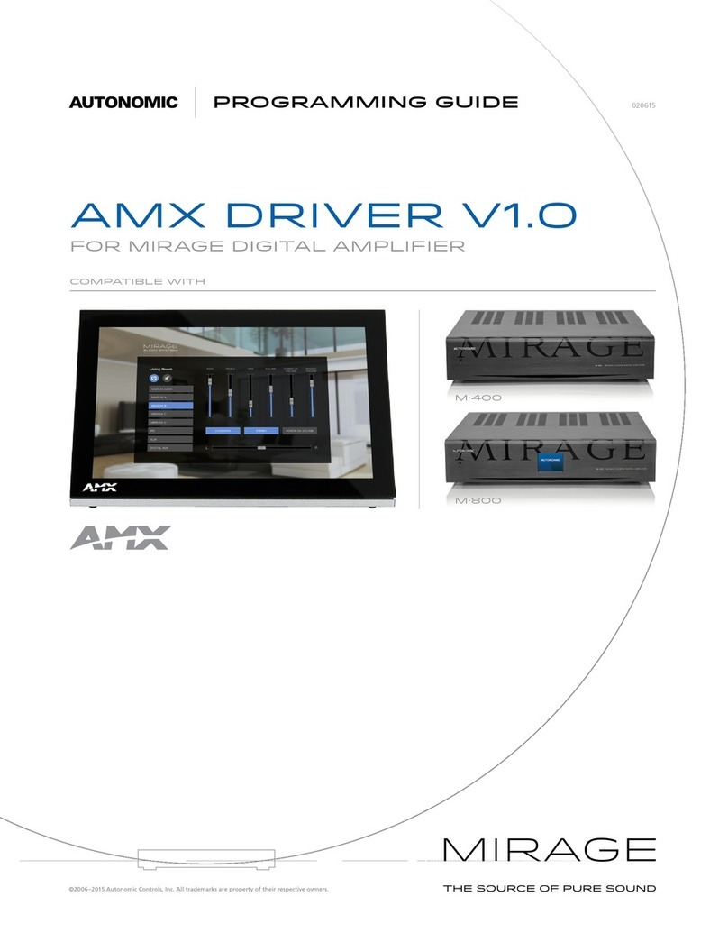 Mirage Autonomic AMX v1.0 Operating instructions