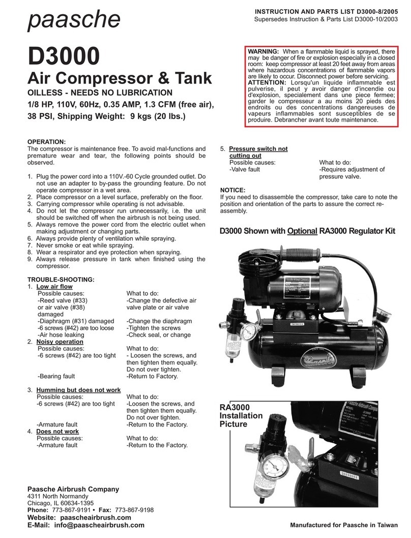 paasche D3000 Instructions and parts list