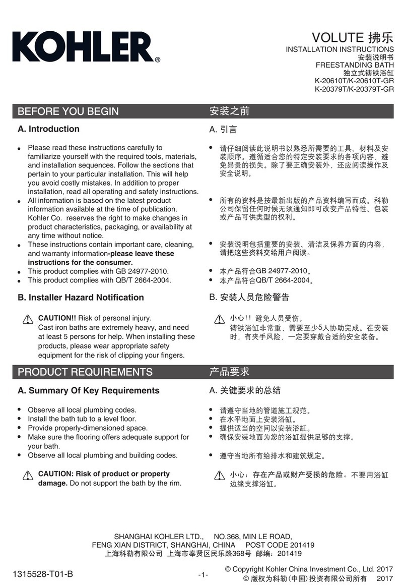 Kohler VOLUTE K-20610T User manual