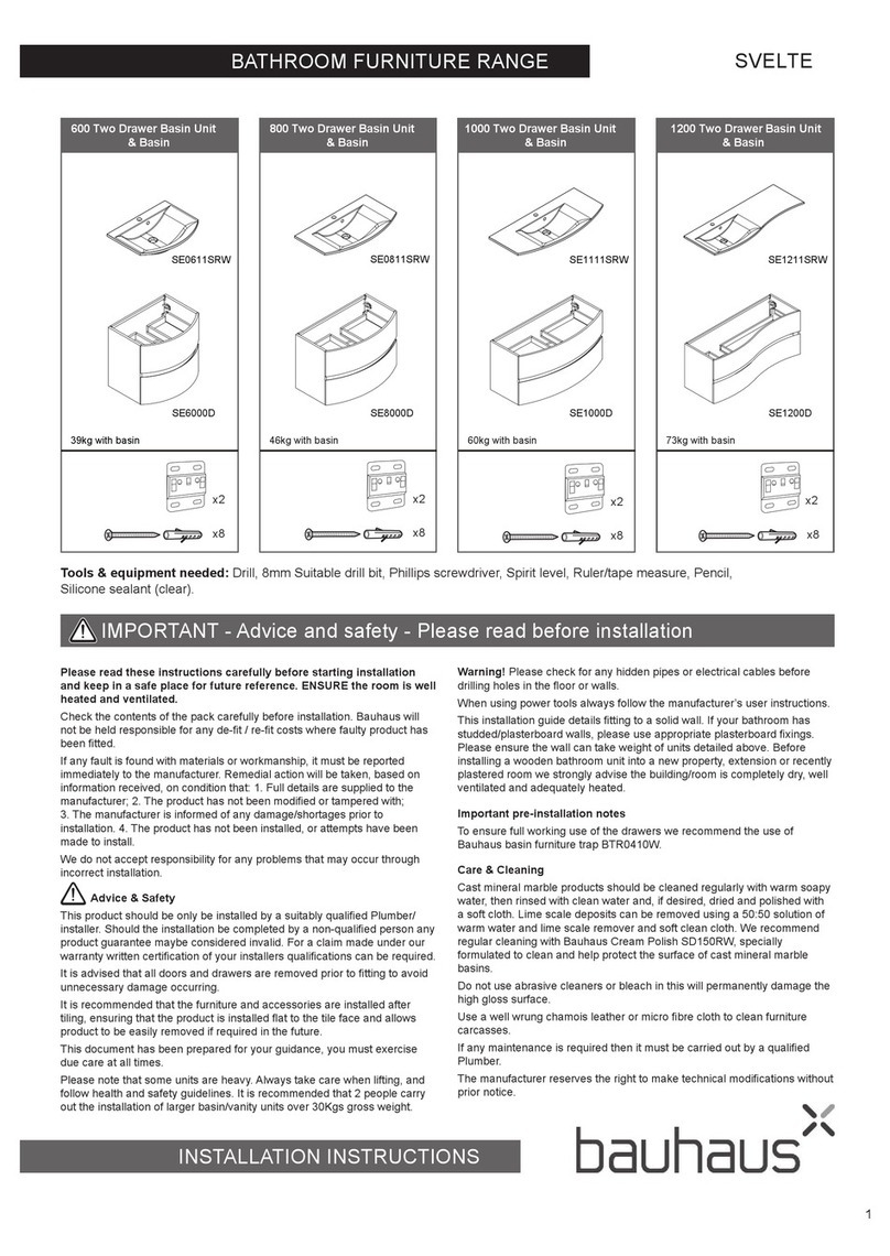 bauhaus SVELTE SE0811SRW installation instructions bauhaus SVELTE SE0811SRW installation instructions
