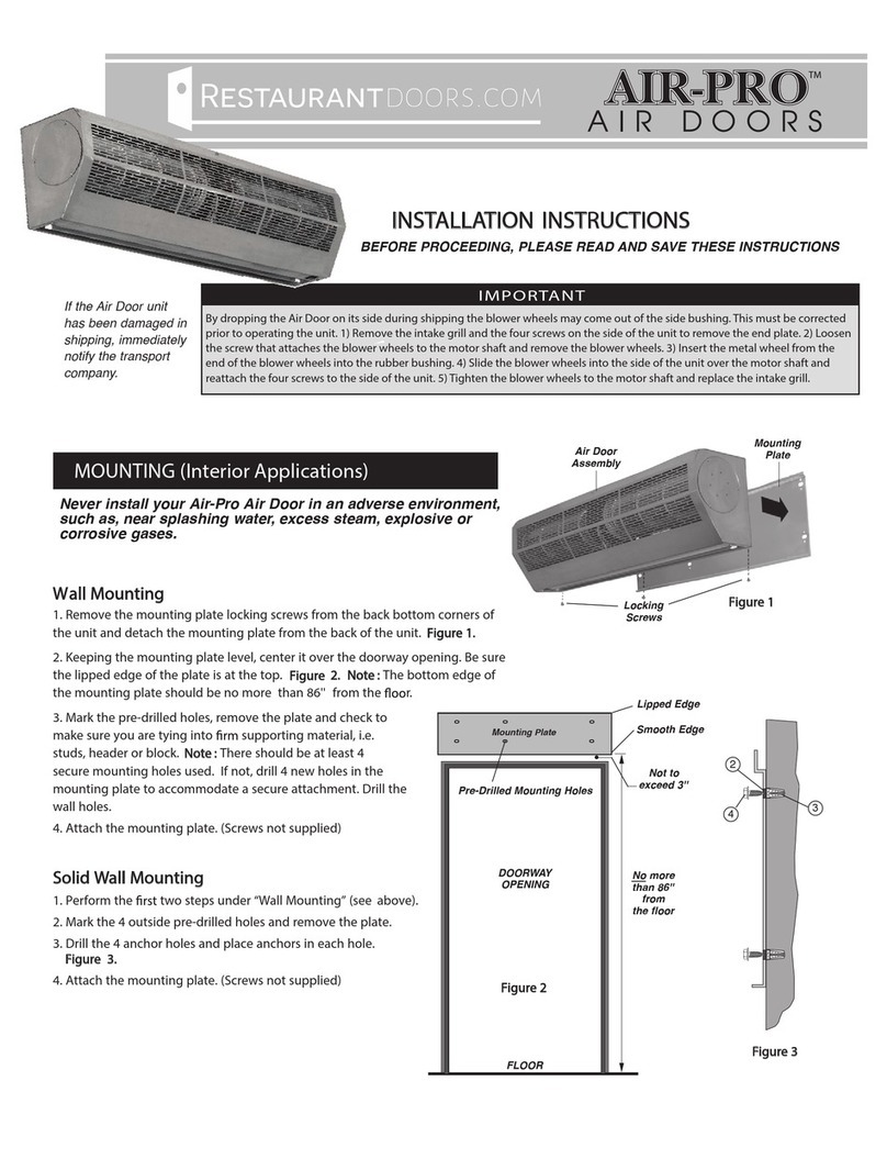 RESTAURANTDOORS.COM AIR-PRO AP-2-36-1-S S installation instructions
