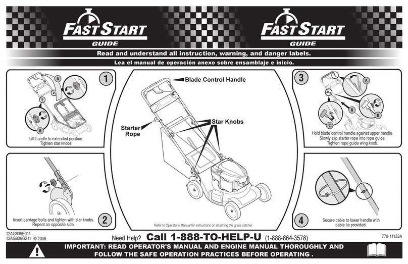 Troy-Bilt 12AG836E011 Fast start guide