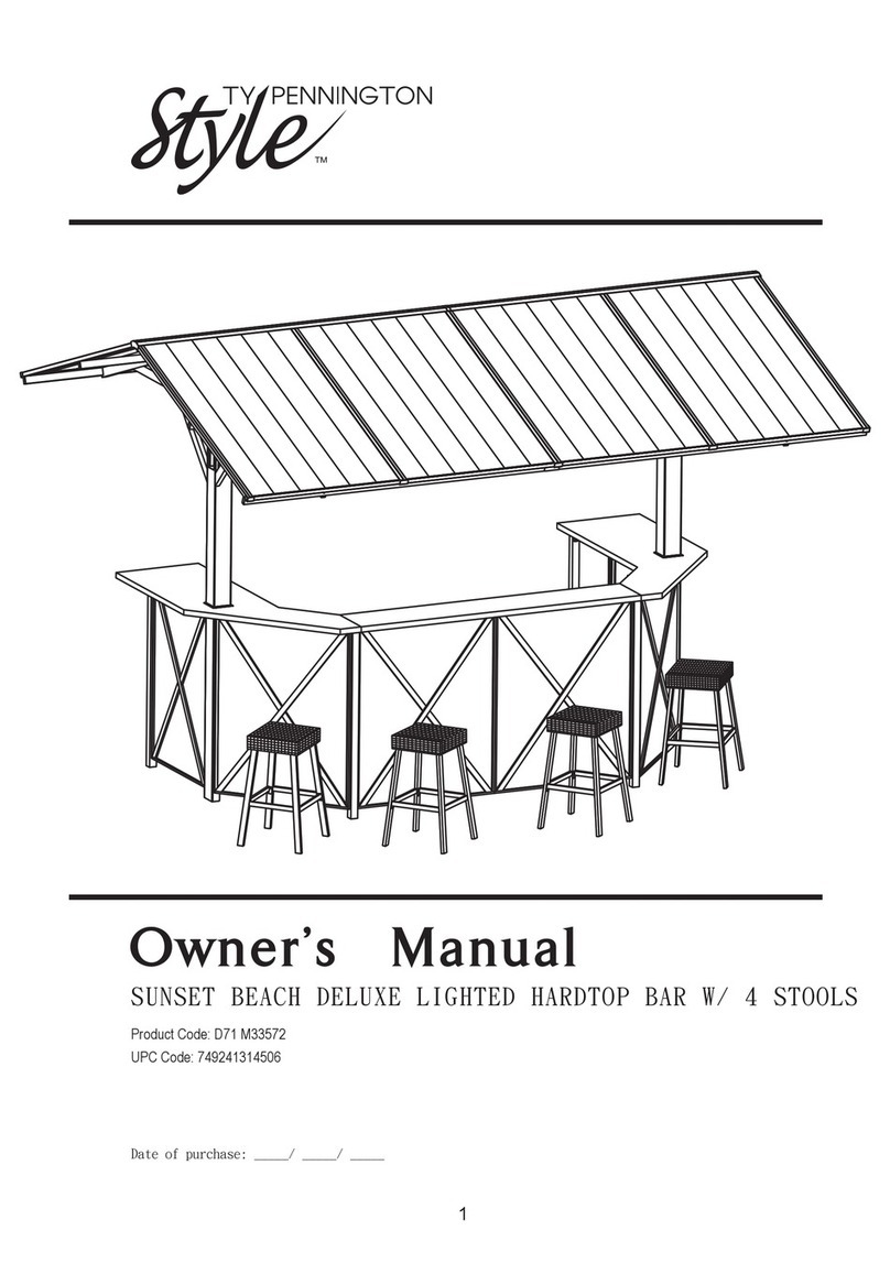 Ty Pennington Style SUNSET BEACH DELUXE LIGHTED HARDTOP BAR W/ 4... owner's manual Ty Pennington Style SUNSET BEACH DELUXE LIGHTED HARDTOP BAR W/ 4... owner's manual