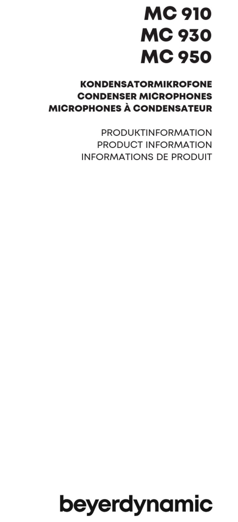 Beyerdynamic MC 910 User manual