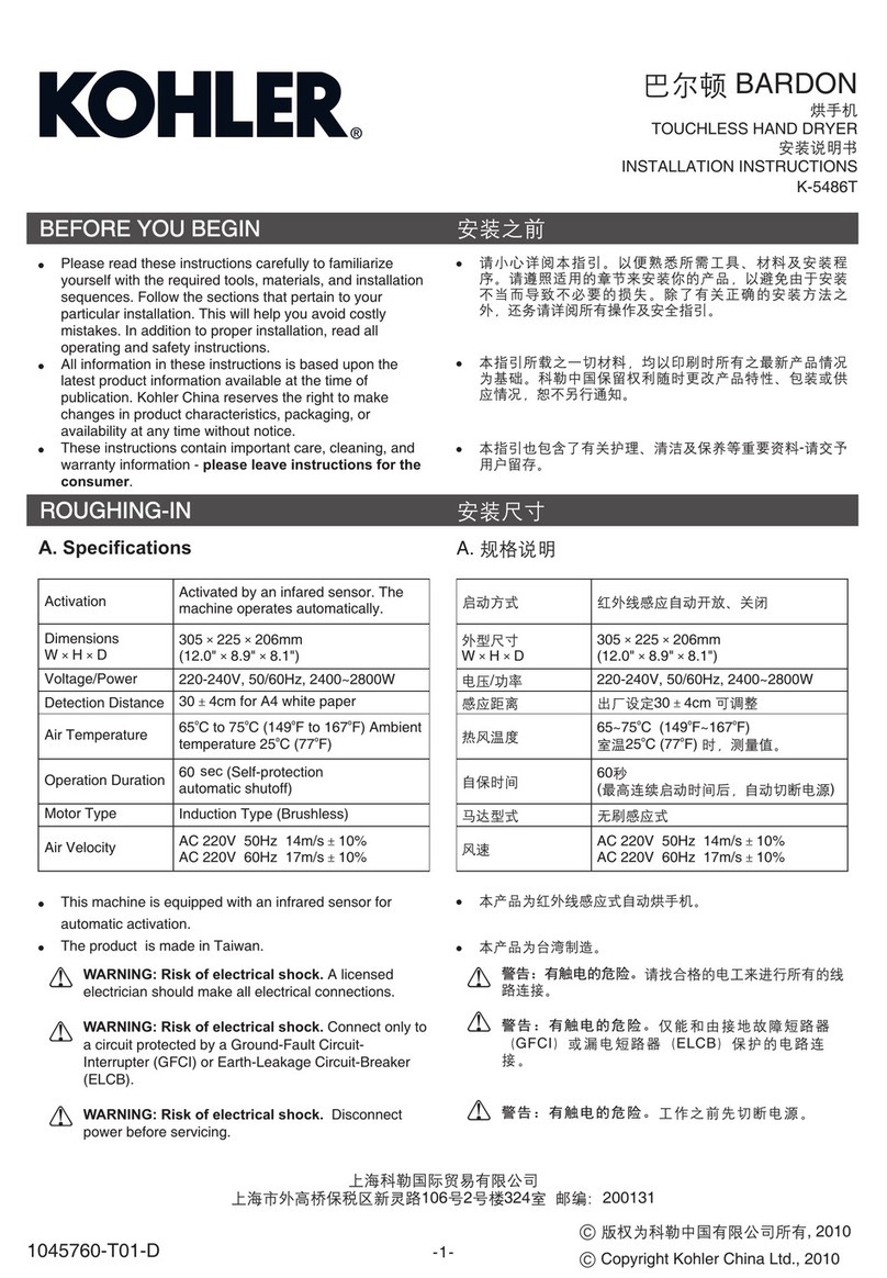 Kohler BARDON K-5486T installation instructions