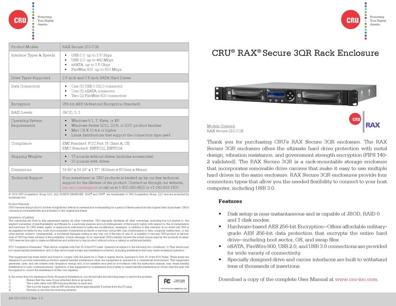 CRU RAX Secure 212-3QR User manual