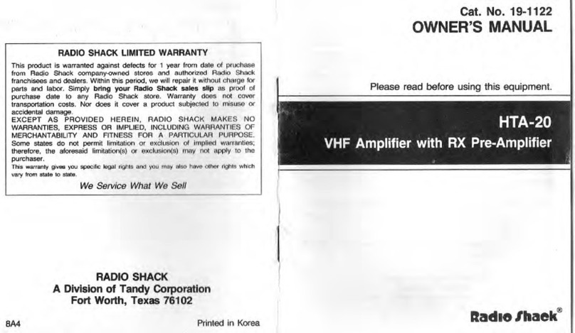 Radio Shack HTA-20 owner's manual