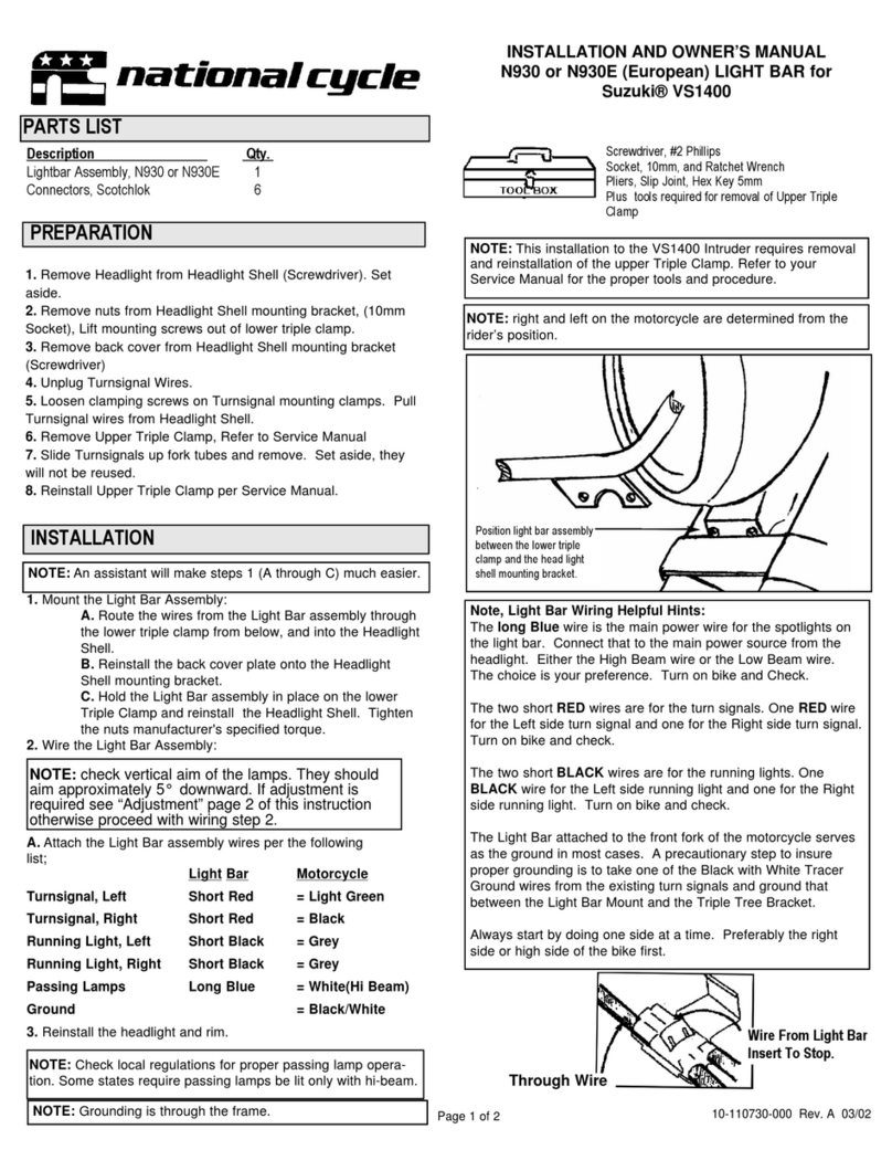 National Cycle N930 Installation and owner's manual