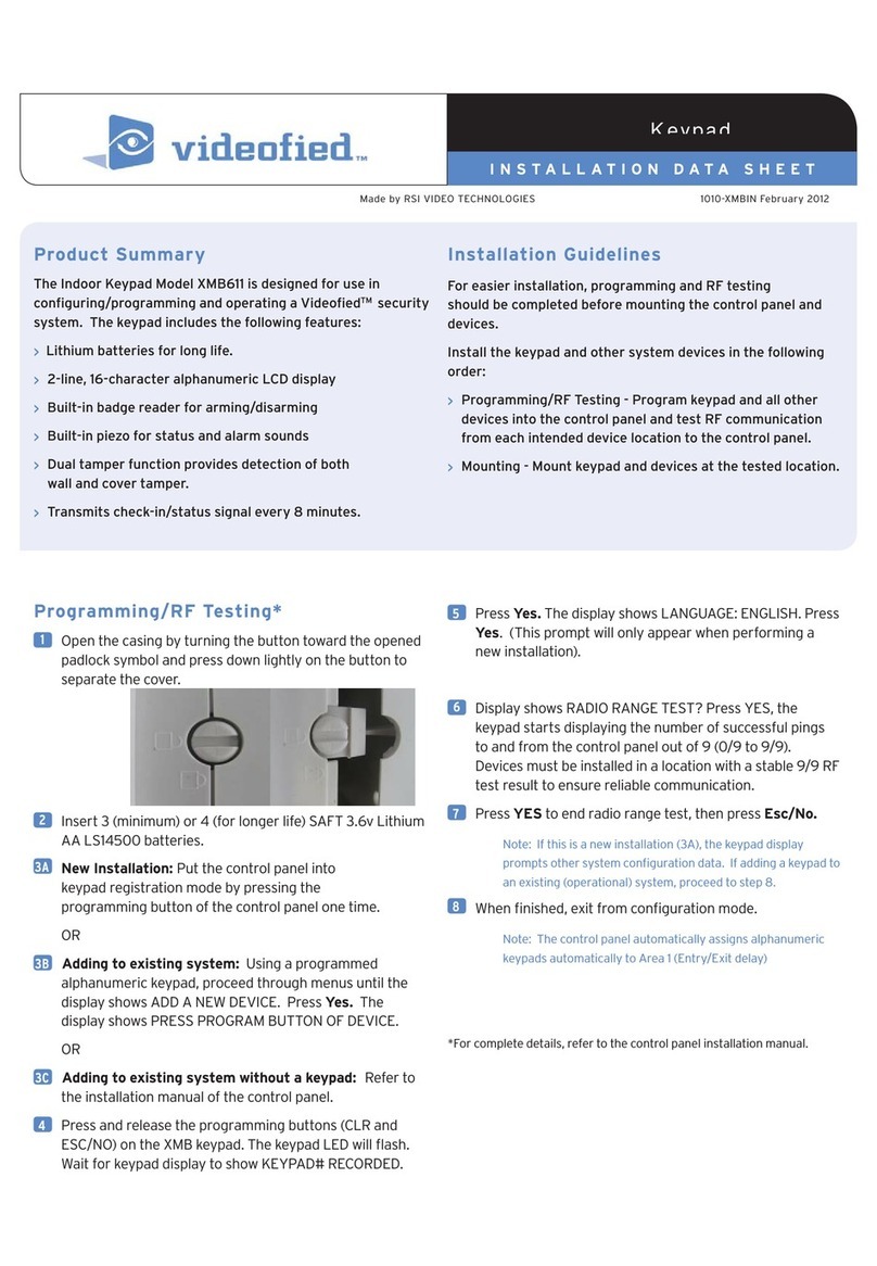 VAT videofied XMB611 Installation datasheet