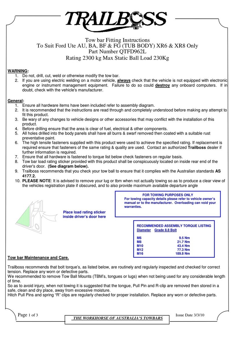 Trailboss QTFD962L Fitting instructions