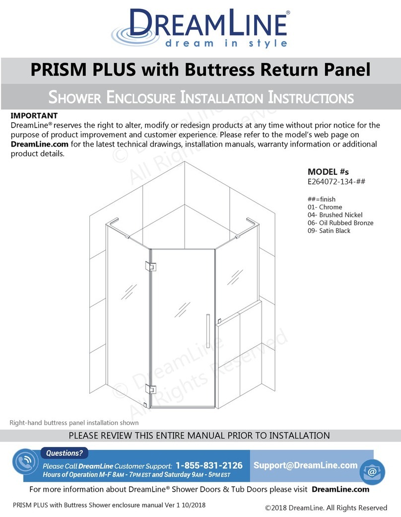 Dreamline PRISM PLUS E264072-134 Series User manual Dreamline PRISM PLUS E264072-134 Series User manual