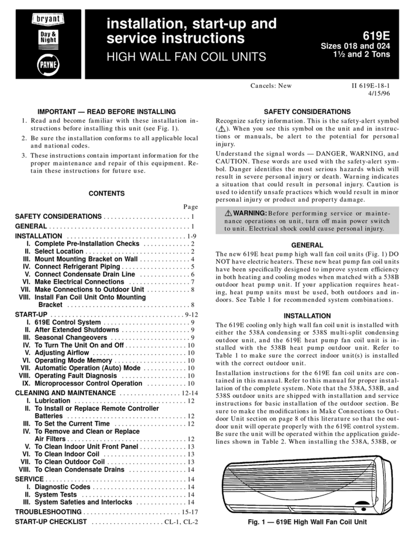 Bryant 619E Series Dimensions and installation guide