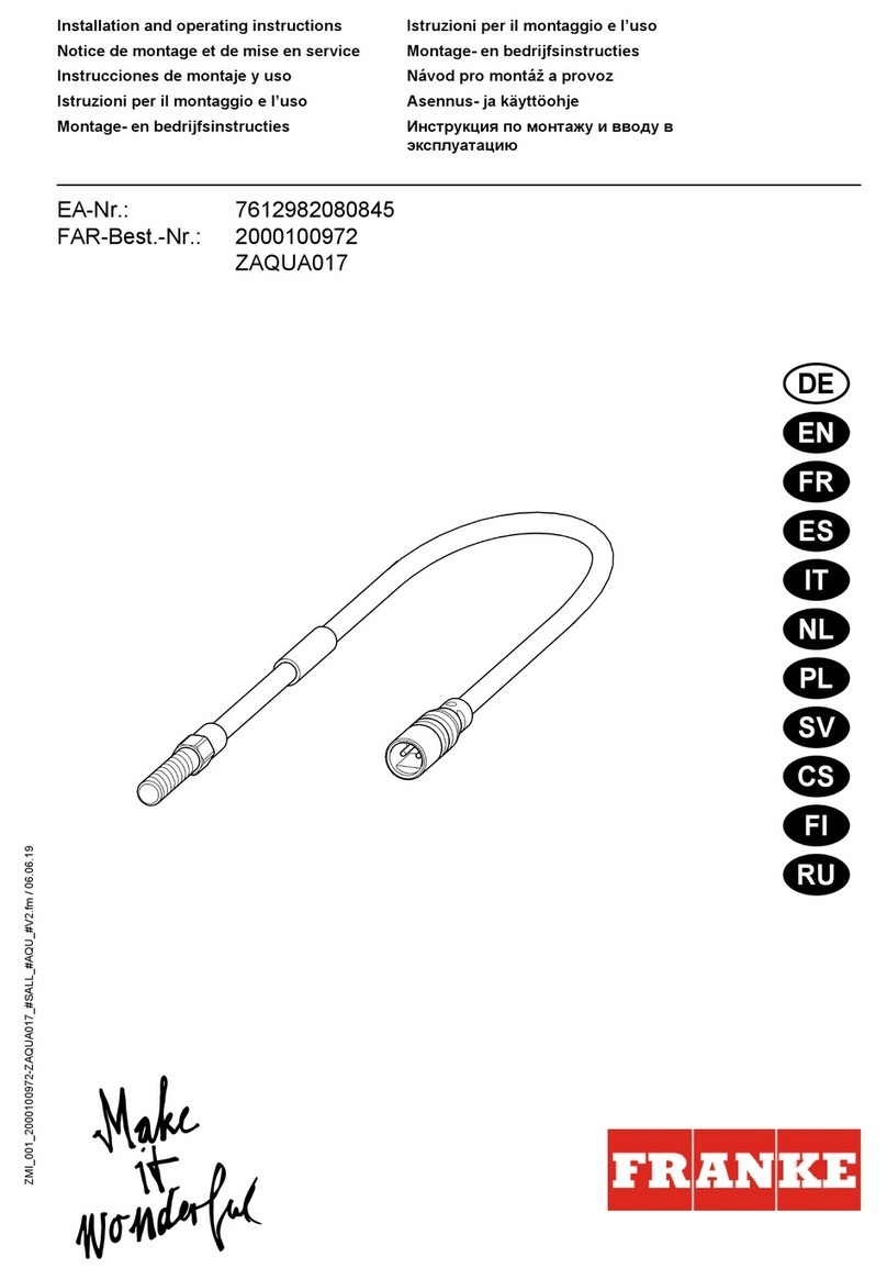 Franke ZAQUA017 Installation and operating instructions