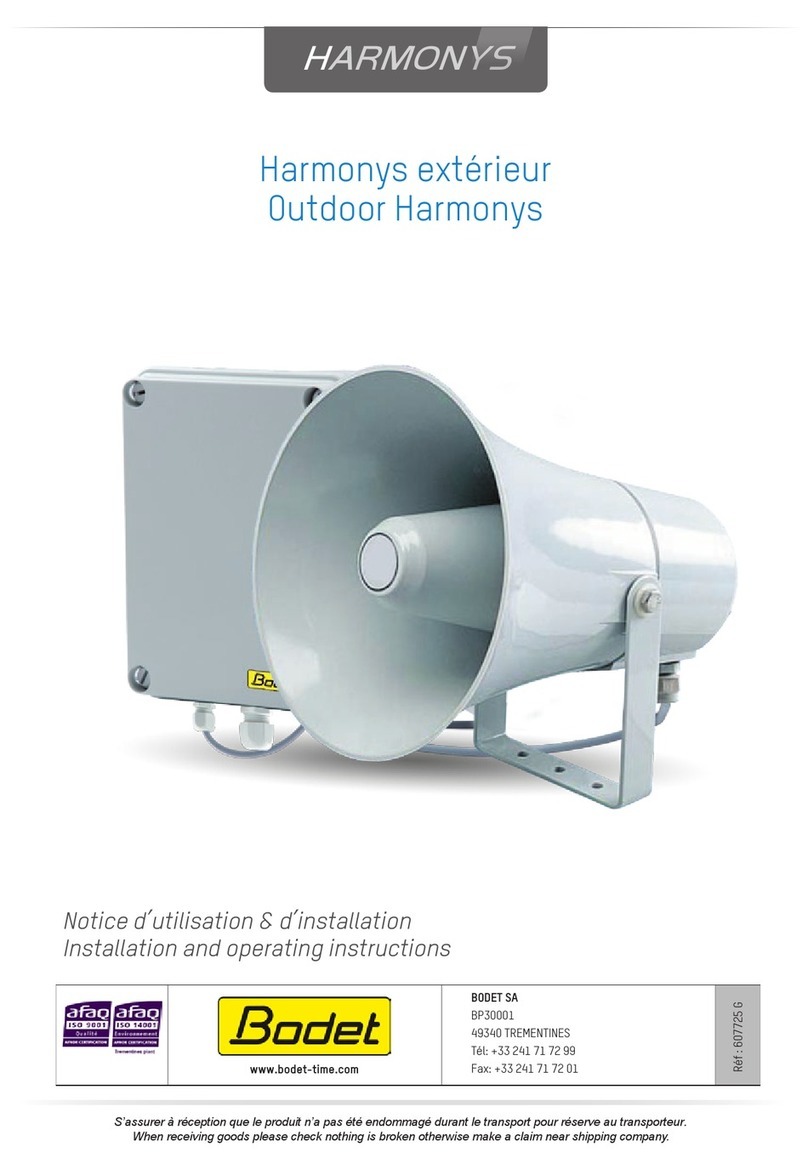 Harmonys BODET Installation and operating instructions