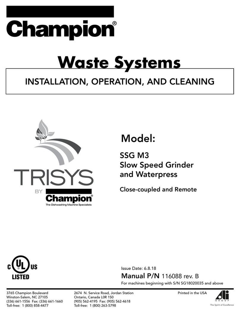 Champion TRISYS SSG M3 Installation, Operation, and Cleaning