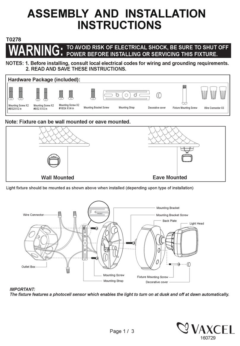 Vaxcel T0278 Assembly and installation instructions Vaxcel T0278 Assembly and installation instructions