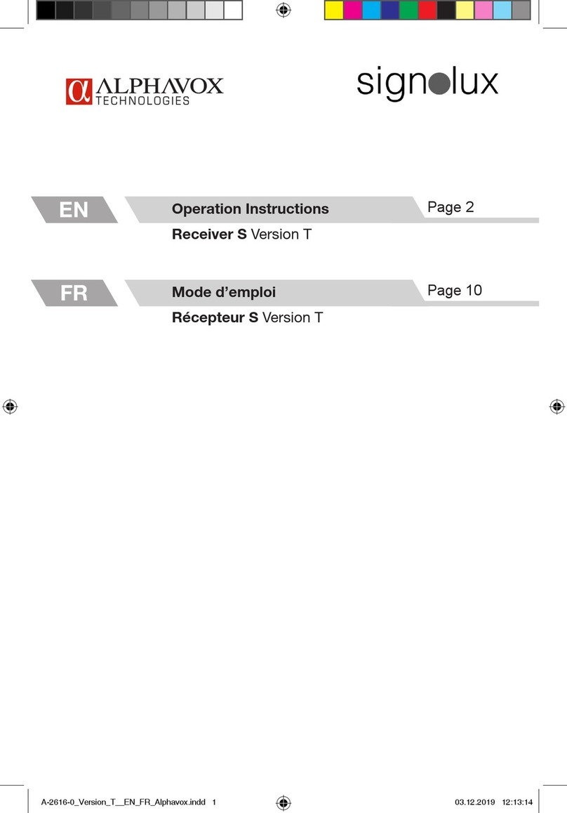 Alphavox Technologies Signolux Receiver S Version T User manual