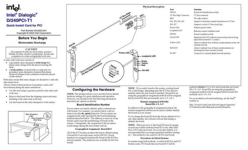 Intel Dialogic D/240PCI-T1 Instructions for use