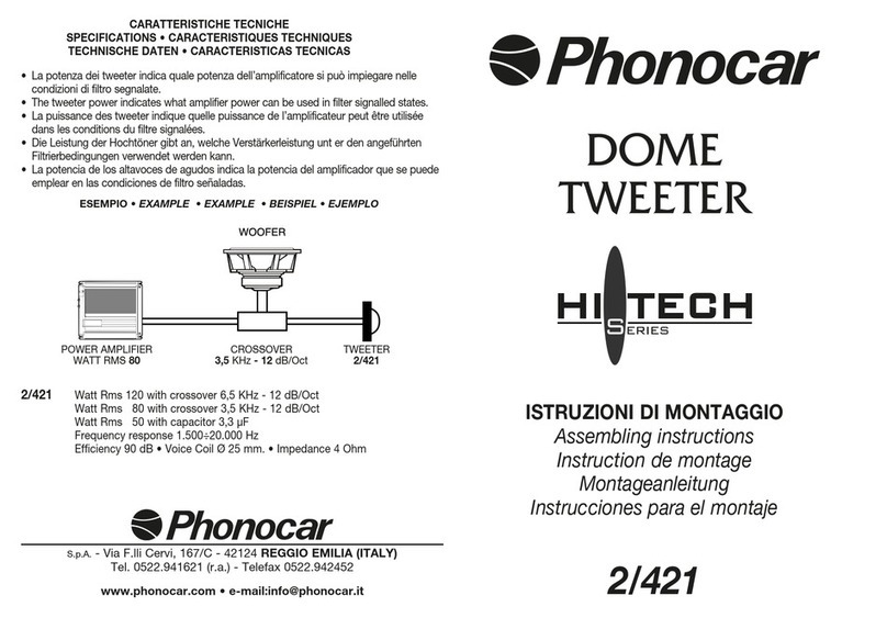 Phonocar Hi-Tech Series Assembling instructions