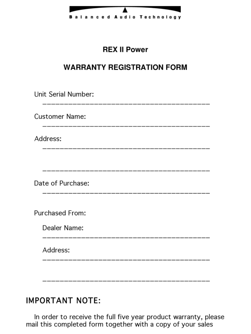 Balanced Audio Technology REX II User manual Balanced Audio Technology REX II User manual