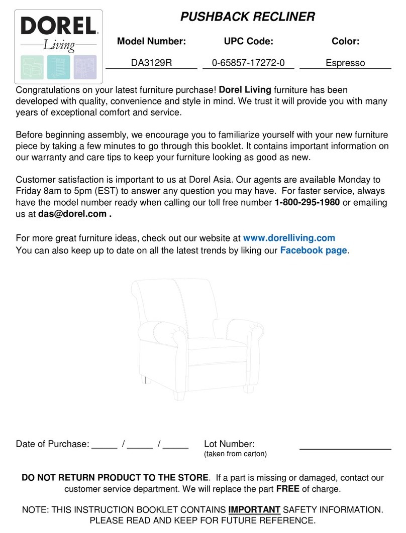 Dorel Living DA3129R Assembly guide Dorel Living DA3129R Assembly guide