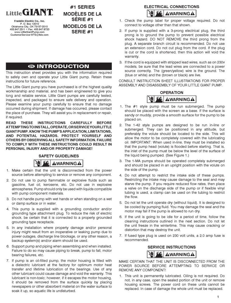 Franklin Electric LittleGIANT 1 Series manual