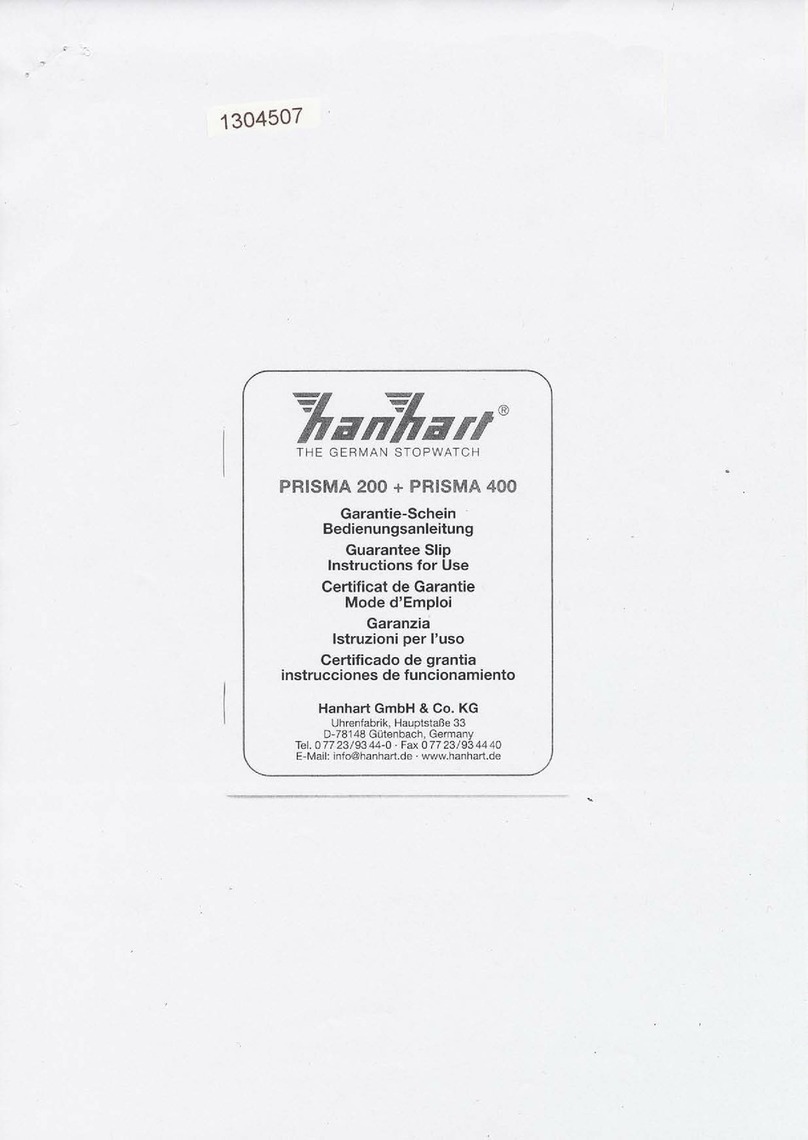 Hanhart PRISMA 200 Guarantee Slip Instructions tor Use