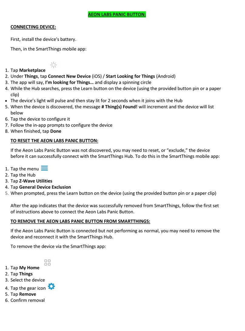 smart things AEON LABS PANIC BUTTON manual