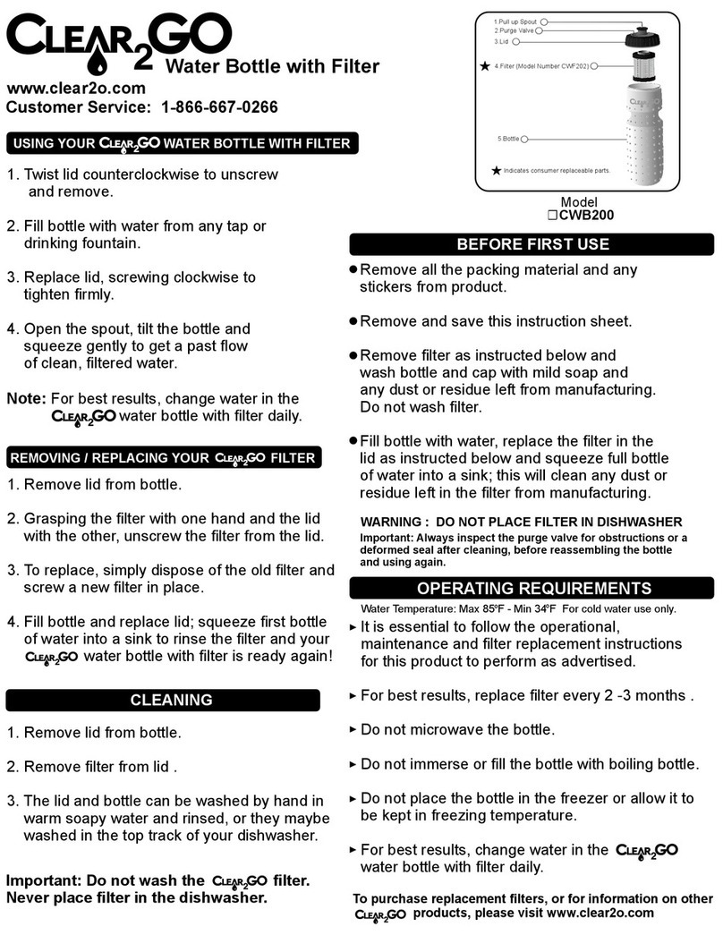 Applica Water Products Clear2GO CWB200 quick start guide
