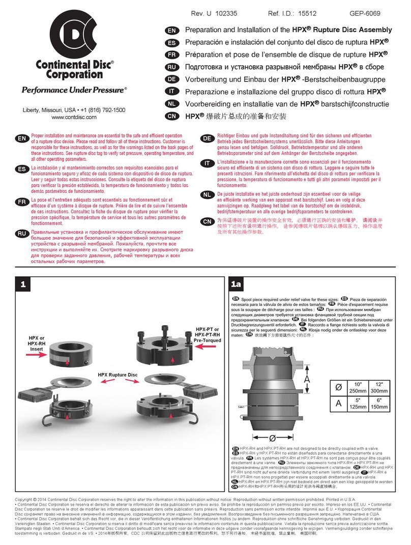 Continental Disc Corporation HPX Series Preparation and installation guide Continental Disc Corporation HPX Series Preparation and installation guide