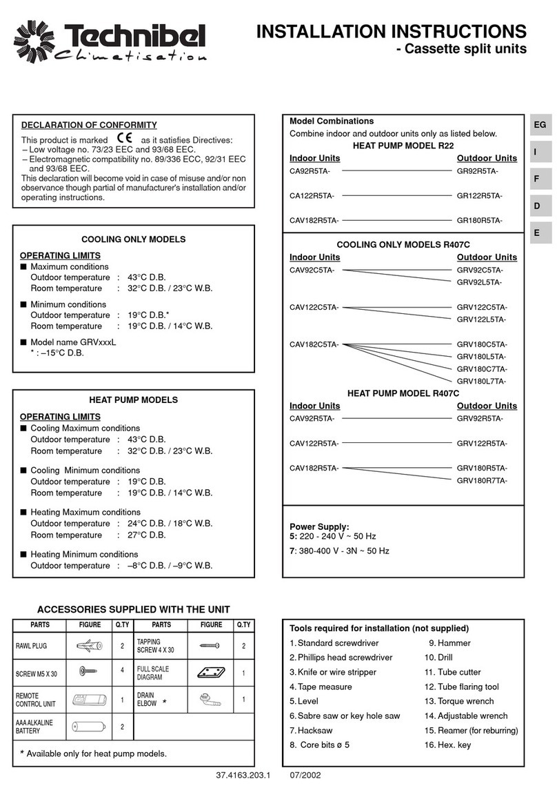 Technibel Climatisation CA92R5TA Series User manual