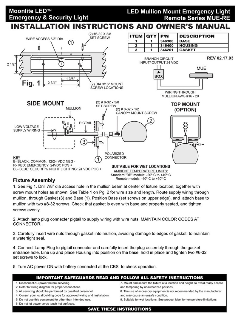 Signtex Lighting Moonlite LED MUE-RE Series Installation instructions and owner's manual Signtex Lighting Moonlite LED MUE-RE Series Installation instructions and owner's manual
