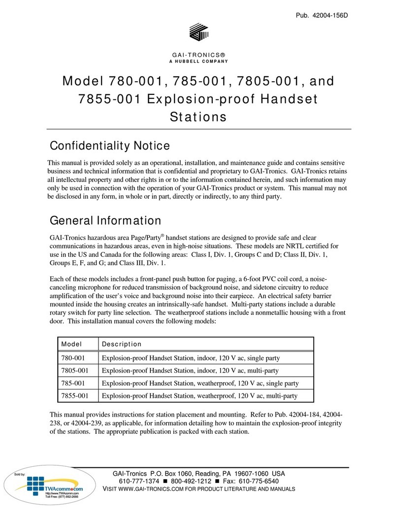 Hubbell GAI-Tronics 780-001 manual