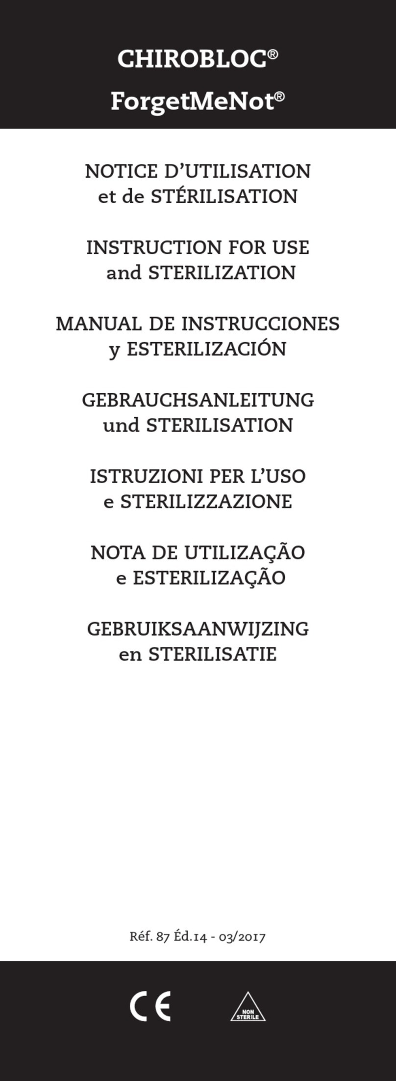 AREX CHIROBLOC CBM INSTRUCTION FOR USE AND STERILIZATION
