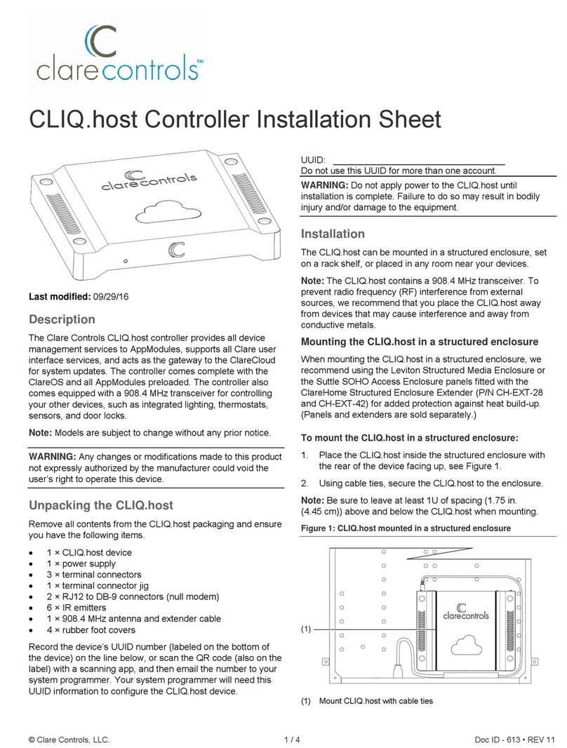 Clare Controls CLIQ.host Installation sheet