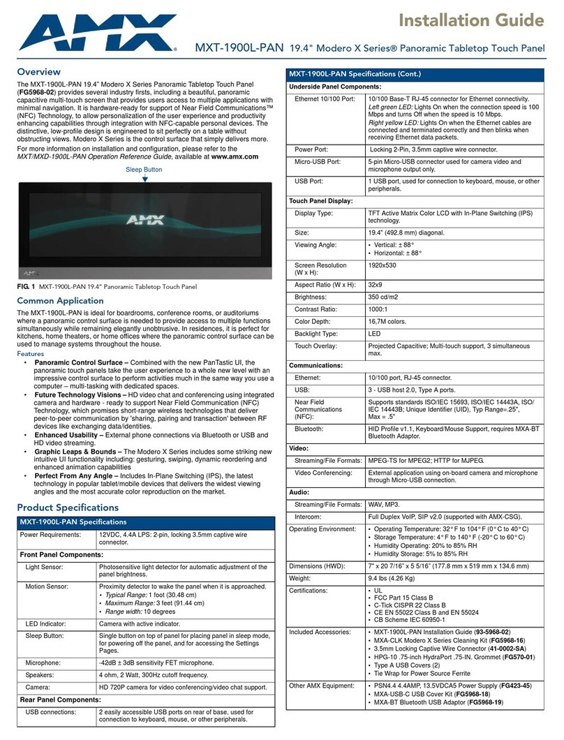 AMX MXT-1900L-PAN User manual