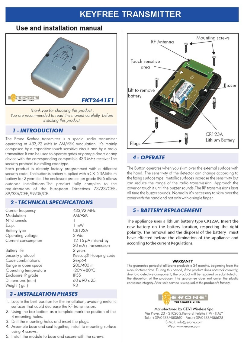ER KEYFREE Use and installation  manual