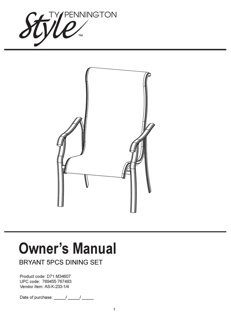 STYLE BRYANT 5PCS DINING SET User manual STYLE BRYANT 5PCS DINING SET User manual